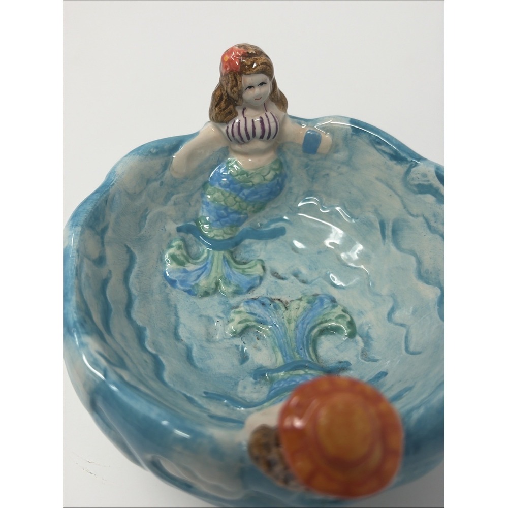 Vintage Mermaids Ceramic Chip& Dip Set 2 Pc Cardinal Inc HandPainted Rare - Picture 10 of 14